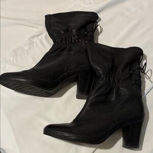 Clarks Black Leather Heeled Boots